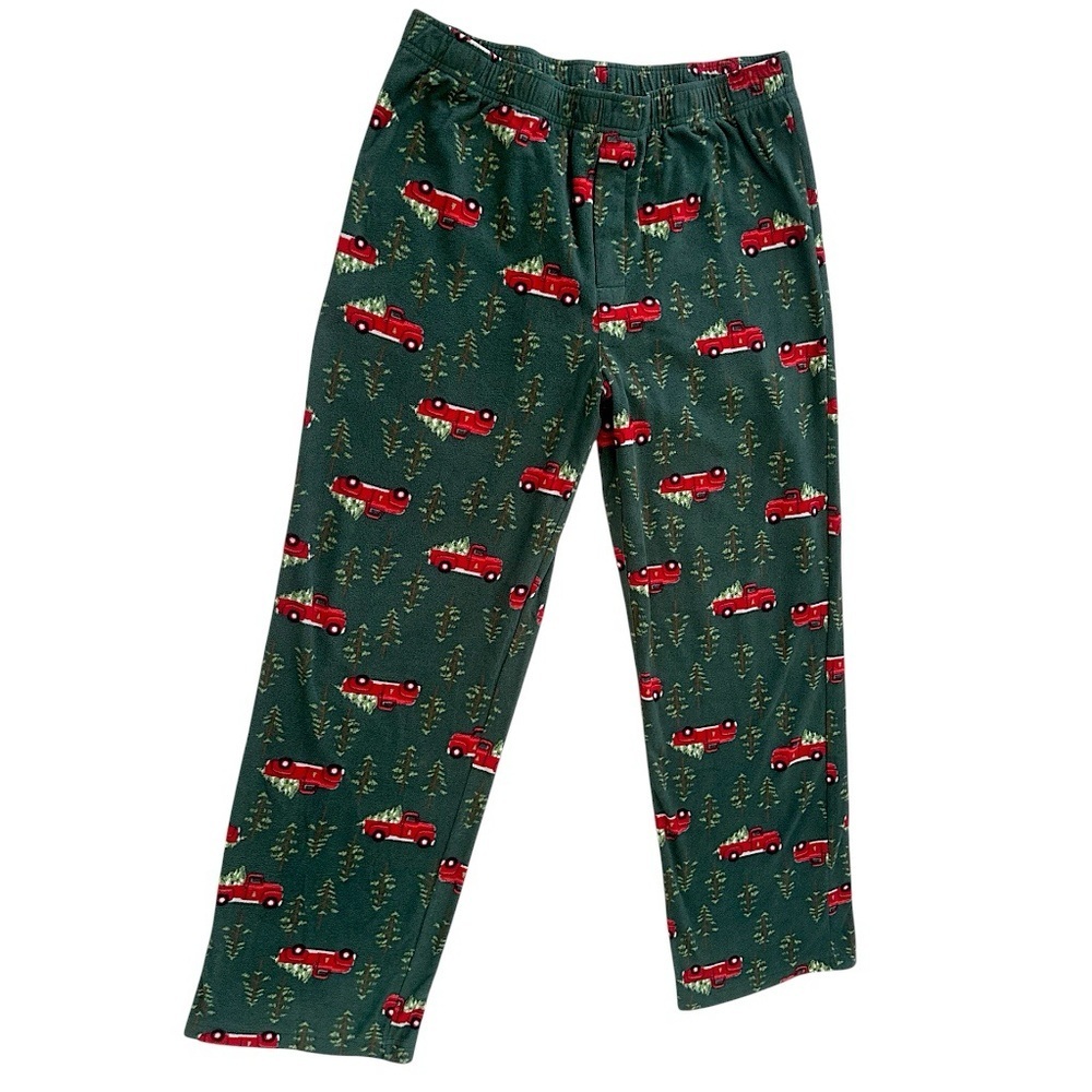 Croft & Barrow Men’s Christmas Pajama Pants Size Large Red Truck Tree Fleece
